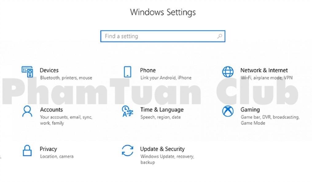 Giao diện Windows Settings