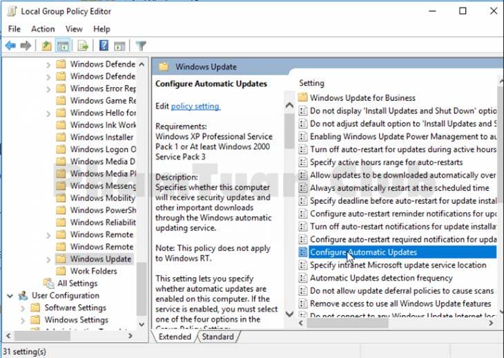 Hướng dẫn tắt cập nhật tự động trên Windows 10 bằng phần mềm Group Policy Editor
