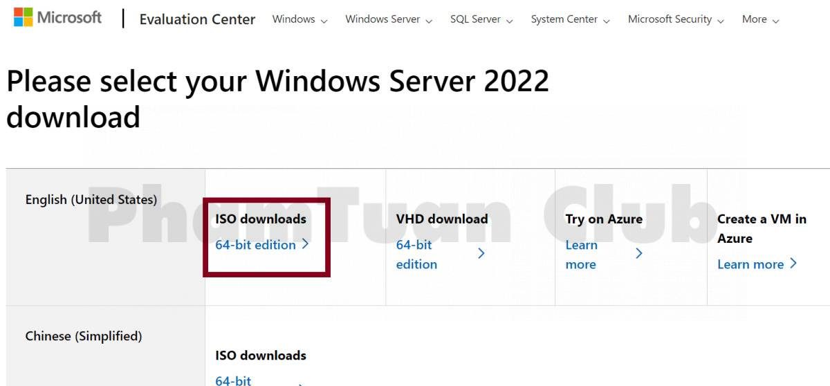 Cách tải Windows Server 2022 chính thức 