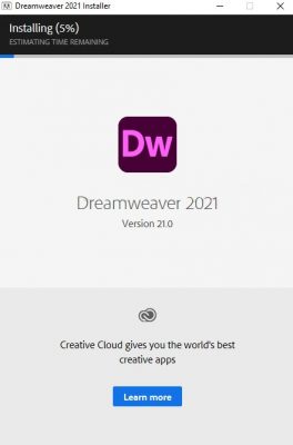 phần mềm Dreamweaver đang được tải về